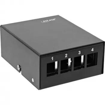 InLine scatola di consolidamento da tavolo 4x Keystone RJ45, metallo, nero RAL9005
