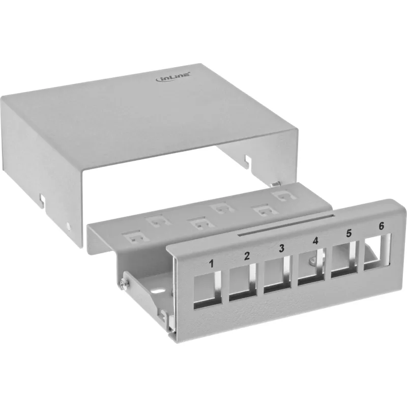 InLine scatola di consolidamento da tavolo 6x Keystone RJ45, metallo, RAL7035