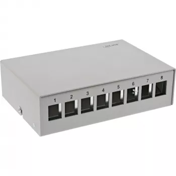 InLine scatola di consolidamento da tavolo 8x Keystone RJ45, metallo, RAL7035