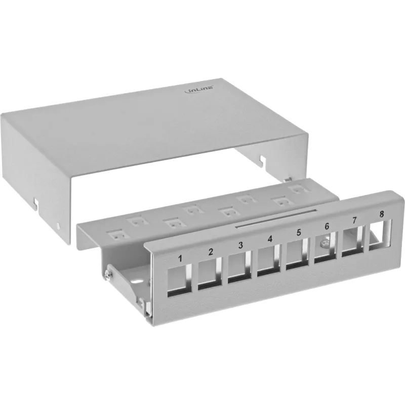 InLine scatola di consolidamento da tavolo 8x Keystone RJ45, metallo, RAL7035