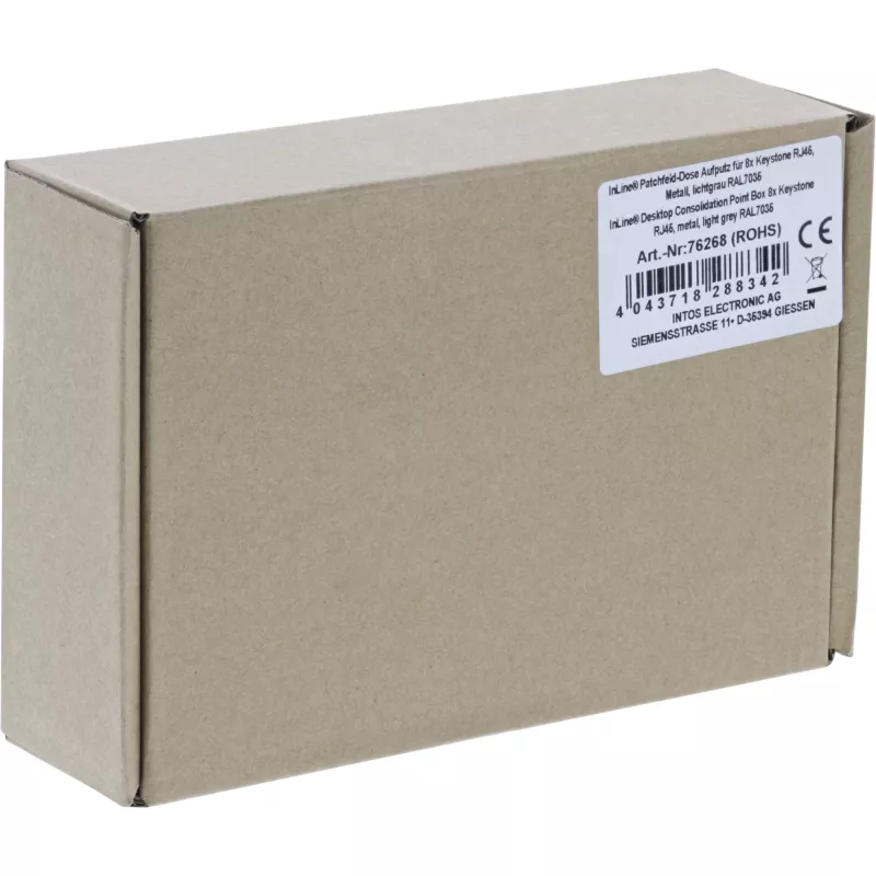 InLine scatola di consolidamento da tavolo 8x Keystone RJ45, metallo, RAL7035