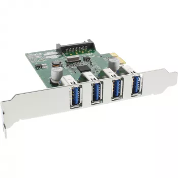 InLine controller host USB 3.0 4 porte PCIe incl. staffa LP e alimentazione ausiliaria 4 pin