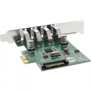 InLine controller host USB 3.0 4 porte PCIe incl. staffa LP e alimentazione ausiliaria 4 pin