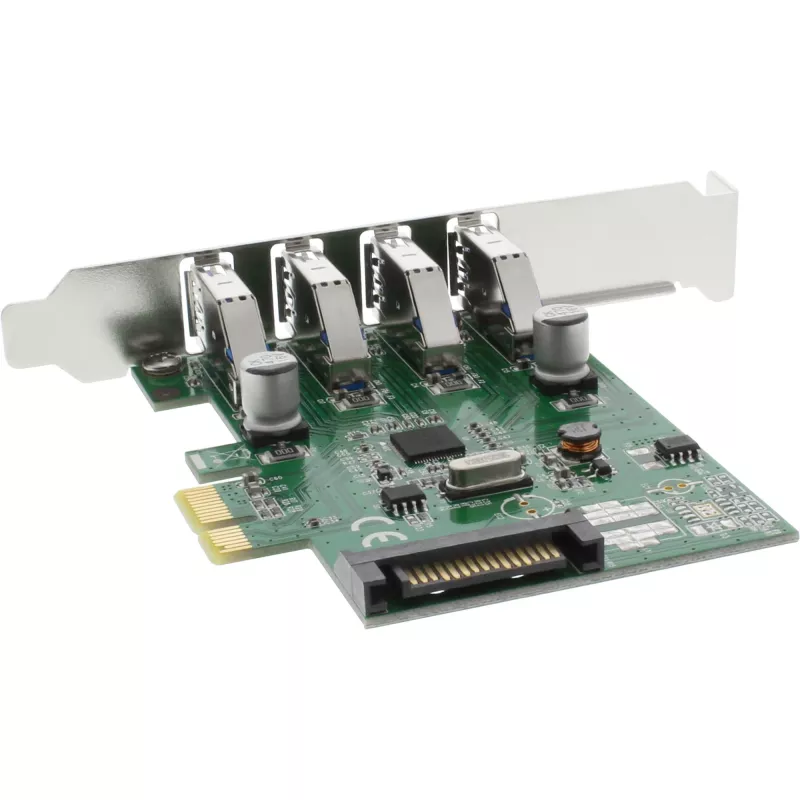InLine controller host USB 3.0 4 porte PCIe incl. staffa LP e alimentazione ausiliaria 4 pin