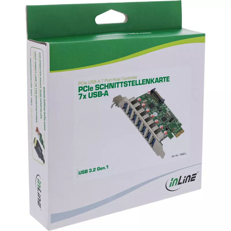InLine controller host USB-A 3.2 Gen.1 7 porte PCIe, alimentazione SATA