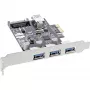 InLine Controller host USB 3.0 a 3+1 porte, PCIe, con alimentazione SATA e staffa LP