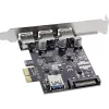 InLine Controller host USB 3.0 a 3+1 porte, PCIe, con alimentazione SATA e staffa LP