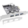 InLine Controller host USB 3.0 a 3+1 porte, PCIe, con alimentazione SATA e staffa LP