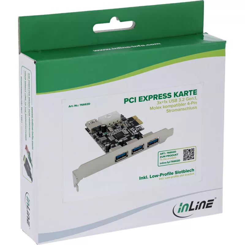 InLine 76662D scheda di interfaccia/adattatore interno Molex 4 pin, USB 3.2 Gen 1 (3.1 Gen 1)