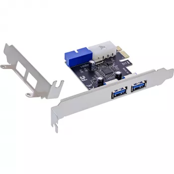 InLine controller host USB 3.2 Gen 1 2+2 porte, PCIe, con alimentazione SATA + staffa LP
