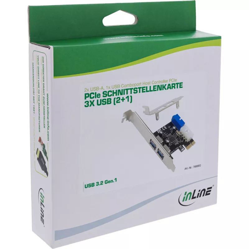 InLine controller host USB 3.2 Gen 1 2+2 porte, PCIe, con alimentazione SATA + staffa LP