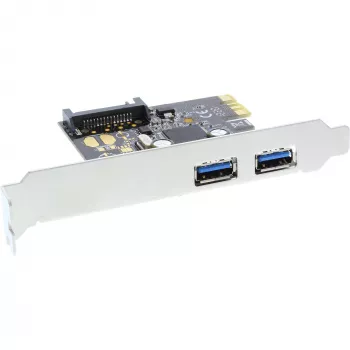 InLine scheda controller host USB 3.0 2 porte con connettore di alimentazione ausiliaria SATA PCIe