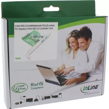 InLine scheda controller host USB 3.0 2 porte con connettore di alimentazione ausiliaria SATA PCIe