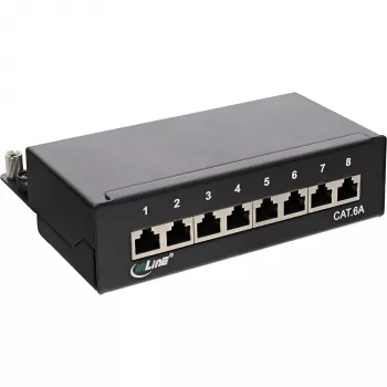 InLine patch panel Cat.6A per montaggio a tavolo/parete 8 porte nero RAL9005