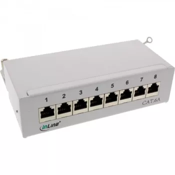 InLine patch panel Cat.6A per montaggio a tavolo/parete 8 porte grigio chiaro RAL7035