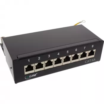 InLine patch panel Cat.6A per montaggio a tavolo/parete 8 porte nero RAL9005
