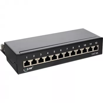 InLine patch panel Cat.6A per montaggio a tavolo/parete 12 porte nero