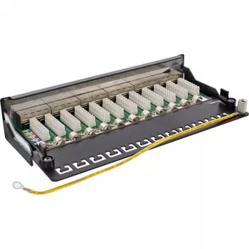InLine patch panel Cat.6A per montaggio a tavolo/parete 12 porte nero