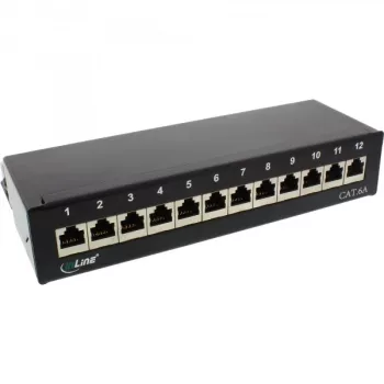 InLine patch panel Cat.6A per montaggio a tavolo/parete 12 porte nero RAL9005