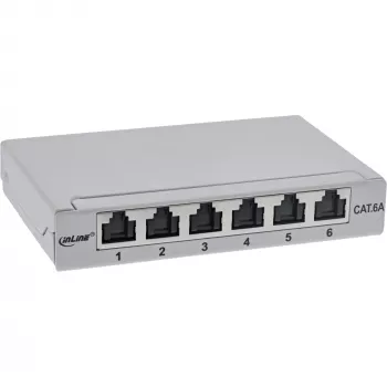 InLine patch panel Cat.6A 0,5HE 6 porte, da tavolo/parete/guida, grigio con protezione antipolvere