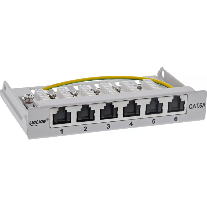 InLine patch panel Cat.6A 0,5HE 6 porte, da tavolo/parete/guida, grigio con protezione antipolvere