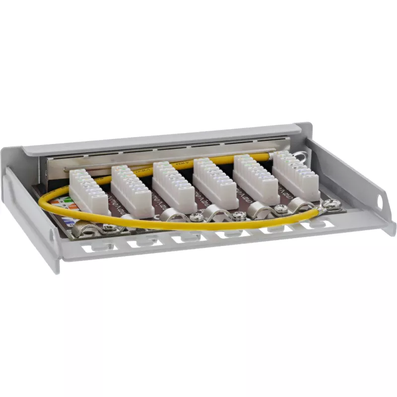 InLine patch panel Cat.6A 0,5HE 6 porte, da tavolo/parete/guida, grigio con protezione antipolvere