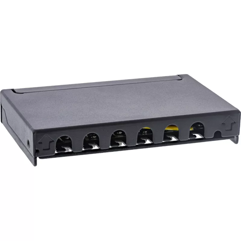 InLine patch panel Cat.6A 0,5U 6 porte, tavolo/parete/guida, nero con protezione antipolvere