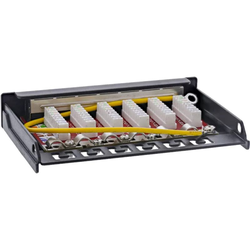 InLine patch panel Cat.6A 0,5U 6 porte, tavolo/parete/guida, nero con protezione antipolvere