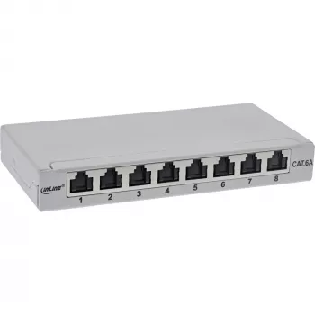 InLine patch panel Cat.6A 0,5HE 8 porte, da tavolo/parete/guida, grigio, protezione antipolvere