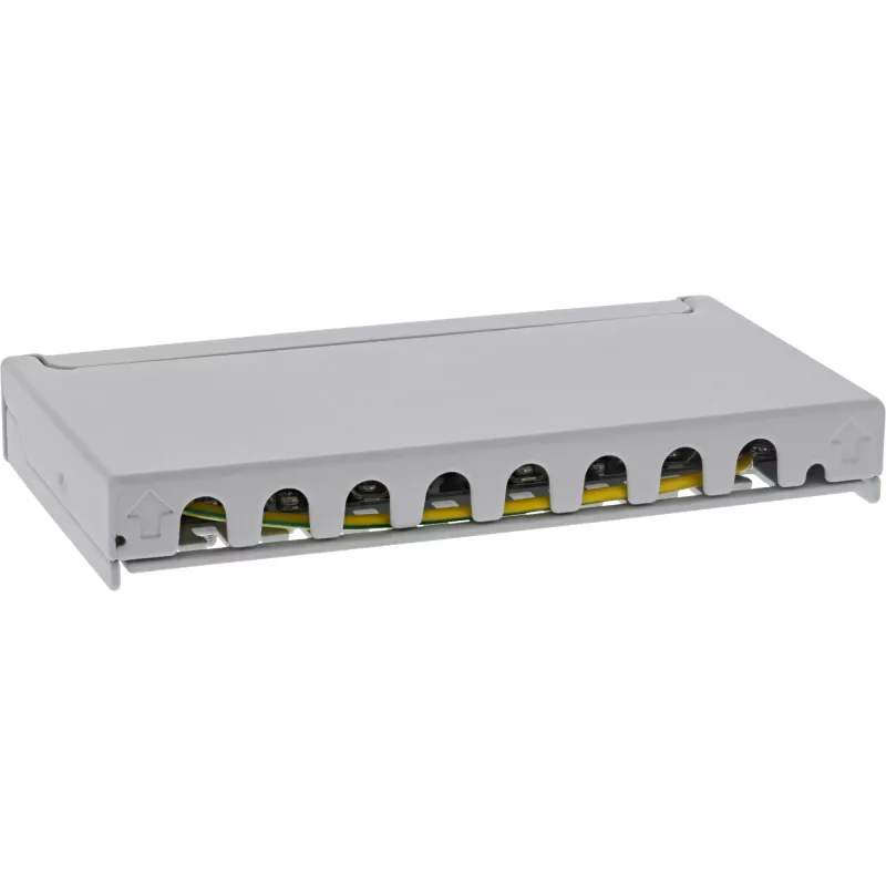 InLine patch panel Cat.6A 0,5HE 8 porte, da tavolo/parete/guida, grigio, protezione antipolvere