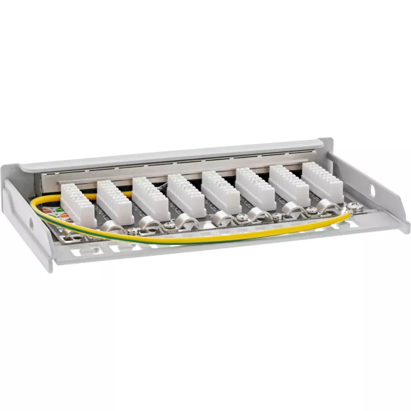 InLine patch panel Cat.6A 0,5HE 8 porte, da tavolo/parete/guida, grigio, protezione antipolvere