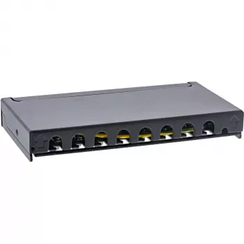 InLine patch panel Cat.6A 0,5U 8 porte, tavolo/parete/guida, nero, protezione antipolvere