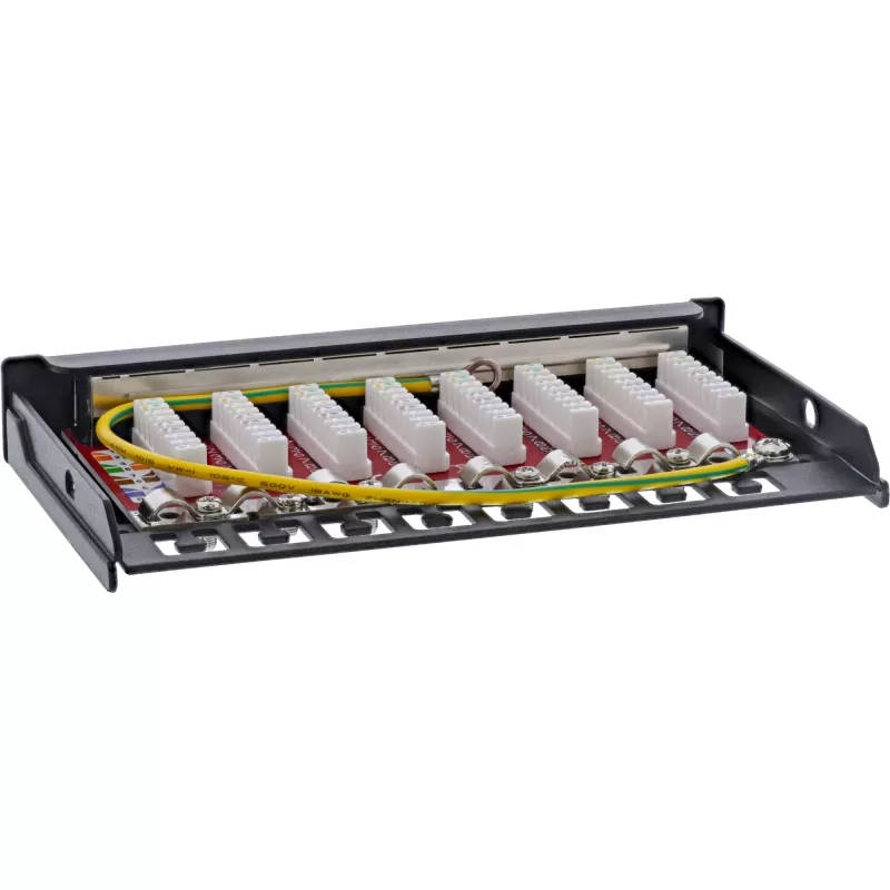 InLine patch panel Cat.6A 0,5U 8 porte, tavolo/parete/guida, nero, protezione antipolvere