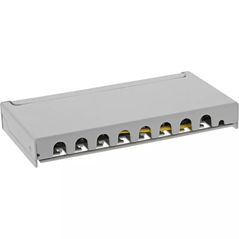 InLine patch panel Cat.6A 0,5HE 8 porte, montaggio da tavolo/parete grigio chiaro RAL7035