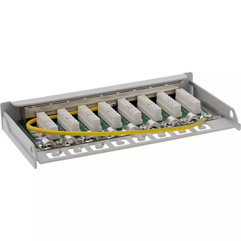 InLine patch panel Cat.6A 0,5HE 8 porte, montaggio da tavolo/parete grigio chiaro RAL7035