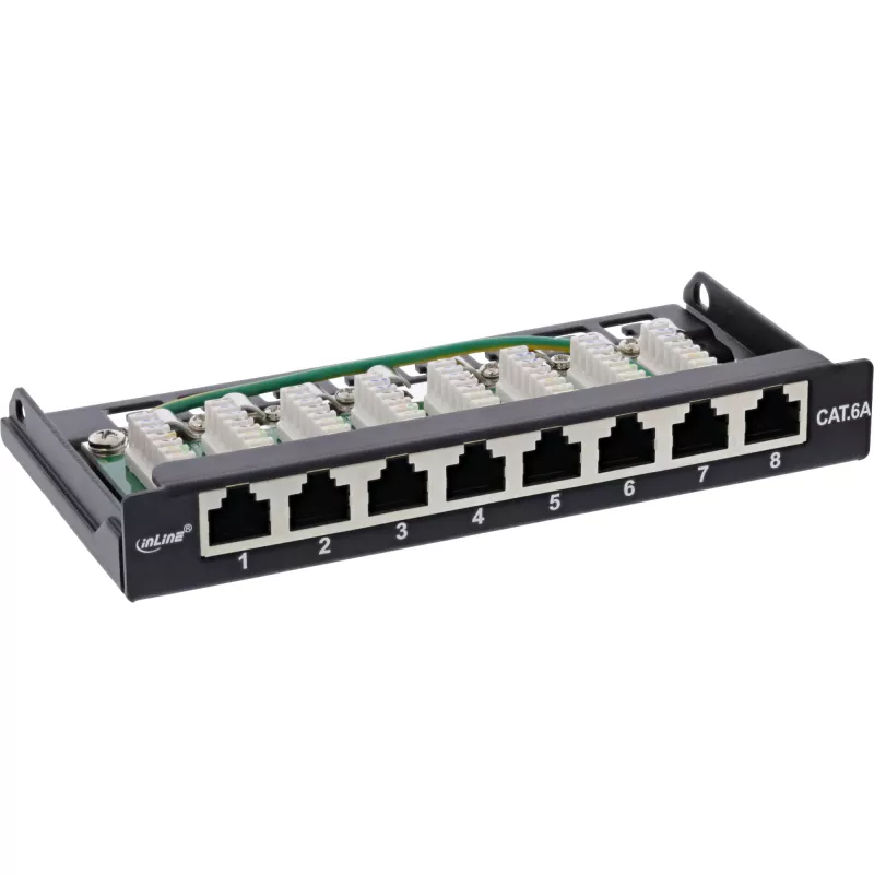 InLine patch panel Cat.6A 0,5HE 8 porte, montaggio da tavolo/parete nero RAL9005