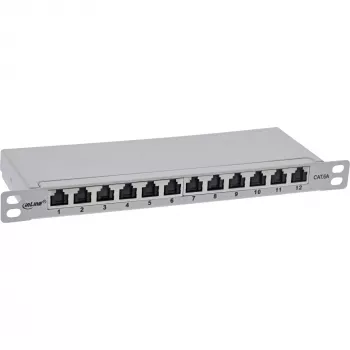 InLine patch panel 10 pollici Cat.6A 0,5HE 12 porte, con protezione antipolvere, grigio