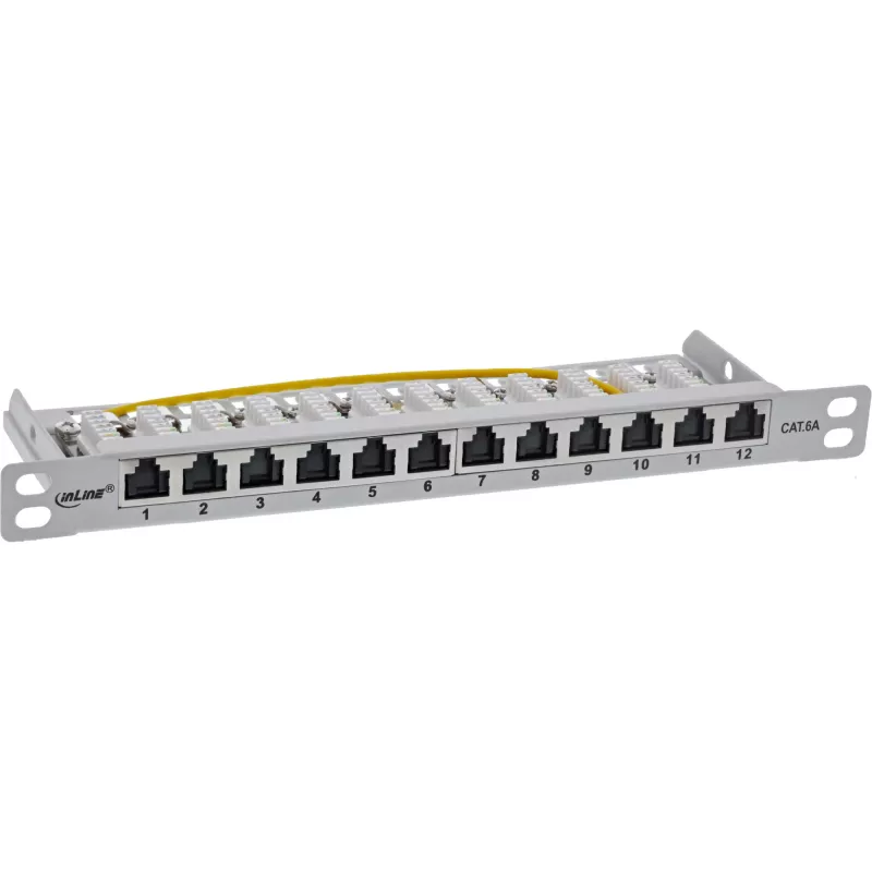 InLine patch panel 10 pollici Cat.6A 0,5HE 12 porte, con protezione antipolvere, grigio