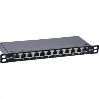 InLine patch panel 10 pollici Cat.6A 0,5HE 12 porte, con protezione antipolvere, nero