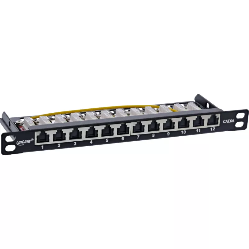 InLine patch panel 10 pollici Cat.6A 0,5HE 12 porte, con protezione antipolvere, nero