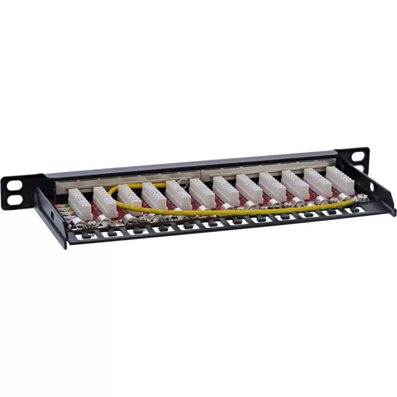 InLine patch panel 10 pollici Cat.6A 0,5HE 12 porte, con protezione antipolvere, nero