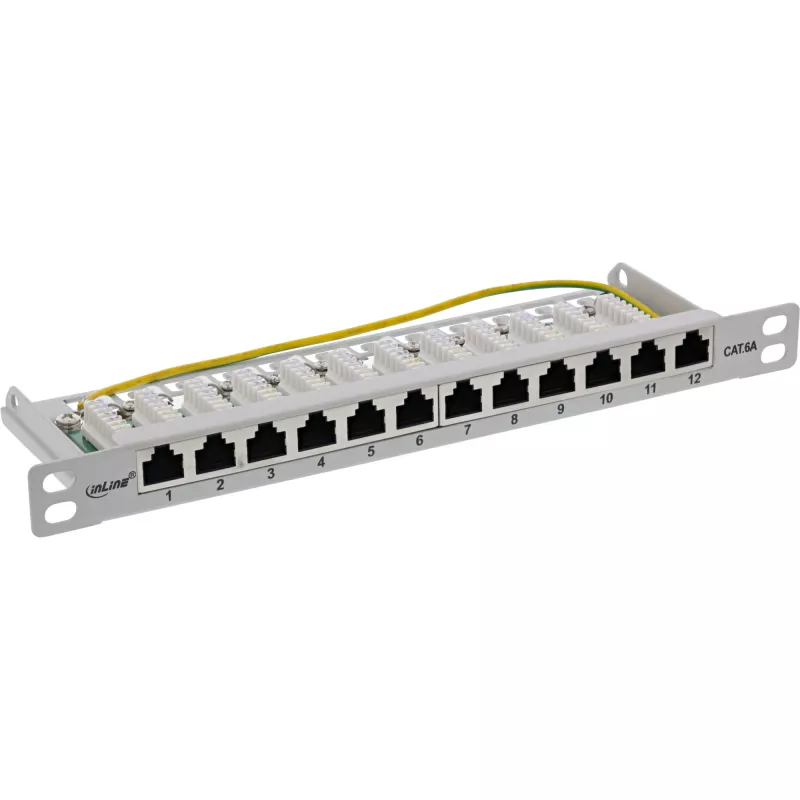 InLine patch panel 10 pollici Cat.6A 0,5HE 12 porte grigio chiaro RAL7035