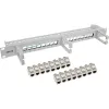 InLine Patch Panel Cat.6A 16 porte, con 3 staffe per gestione cavi, 16 Keystone, 19 pollici, 1HE, grigio