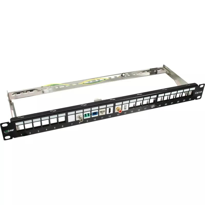 Patch panel vuoto InLine 76824B 19 pollici Cat.6A 24 porte 1U nero