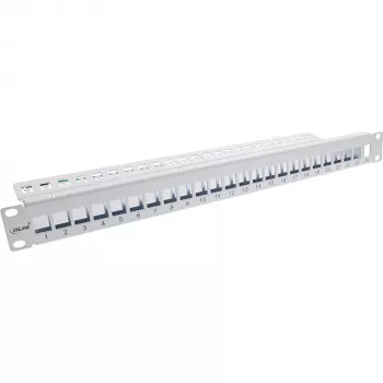 InLine patch panel vuoto 19 pollici 24 porte 1U grigio chiaro per montaggio rack