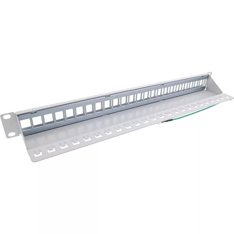 InLine patch panel vuoto 19 pollici 24 porte 1U grigio chiaro per montaggio rack