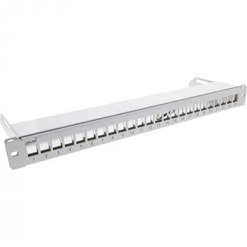 InLine patch panel vuoto con estrazione 19 pollici 24 porte 1U grigio chiaro