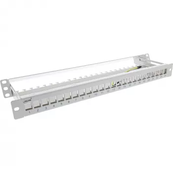 InLine patch panel vuoto con estrazione 19 pollici 24 porte 1U grigio chiaro