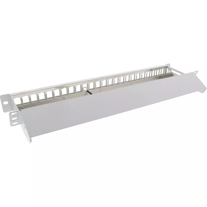 InLine patch panel vuoto con estrazione 19 pollici 24 porte 1U grigio chiaro