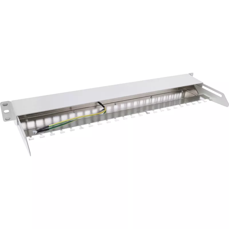InLine patch panel vuoto con estrazione 19 pollici 24 porte 1U grigio chiaro